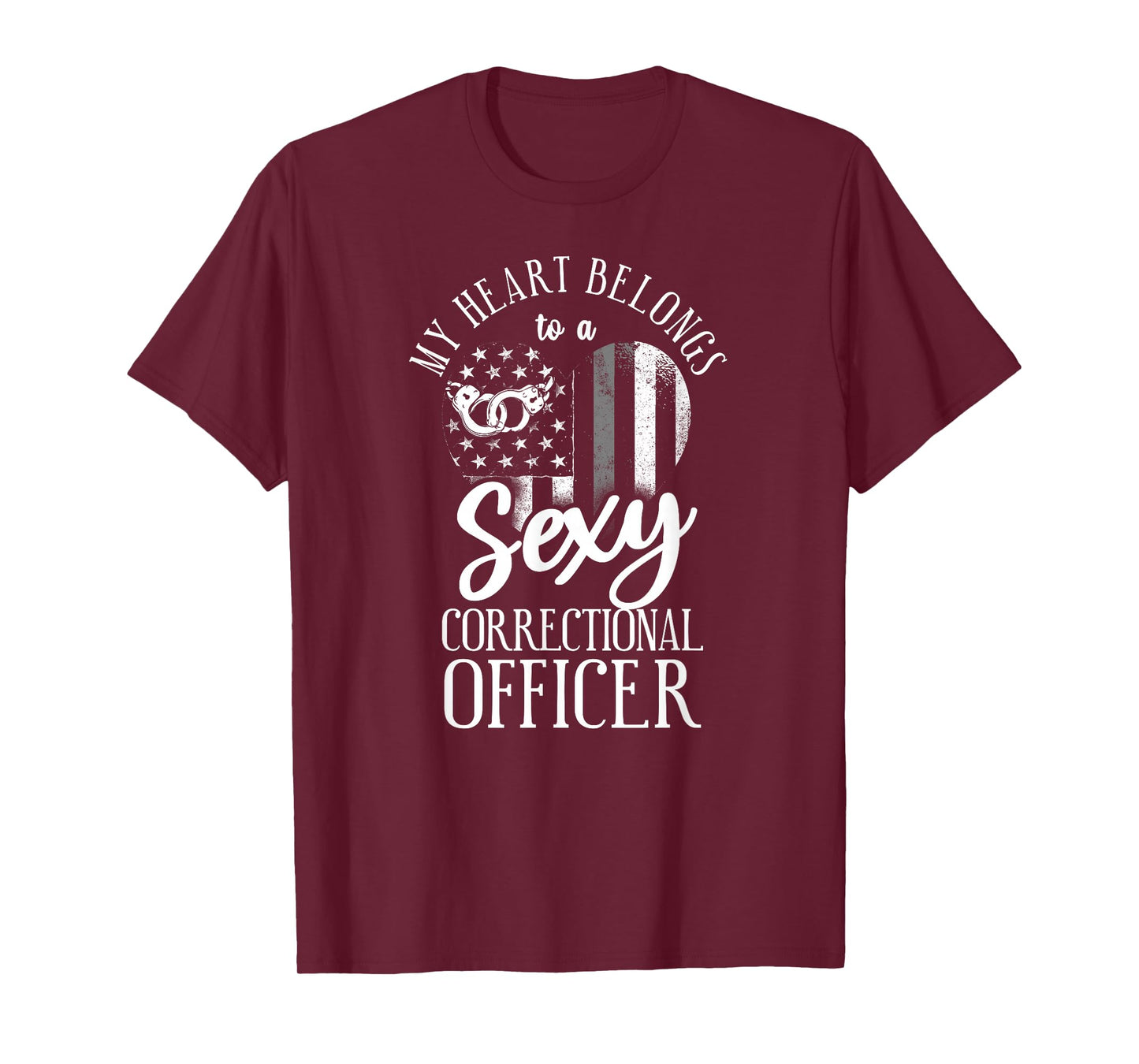 Correctional Officer Girl Girlfriend Wife Heart USA Flag T-Shirt