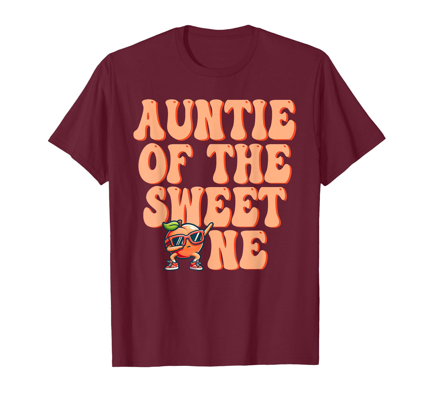 Auntie of The Sweet One Peach 1st Birthday on Peach T-Shirt