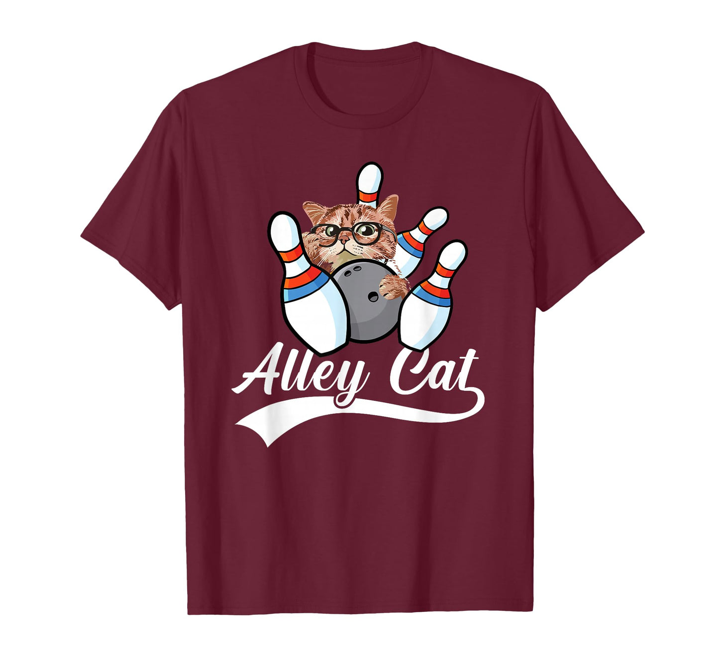 Alley Cat Bowler Funny Animal Bowling Quote T-Shirt