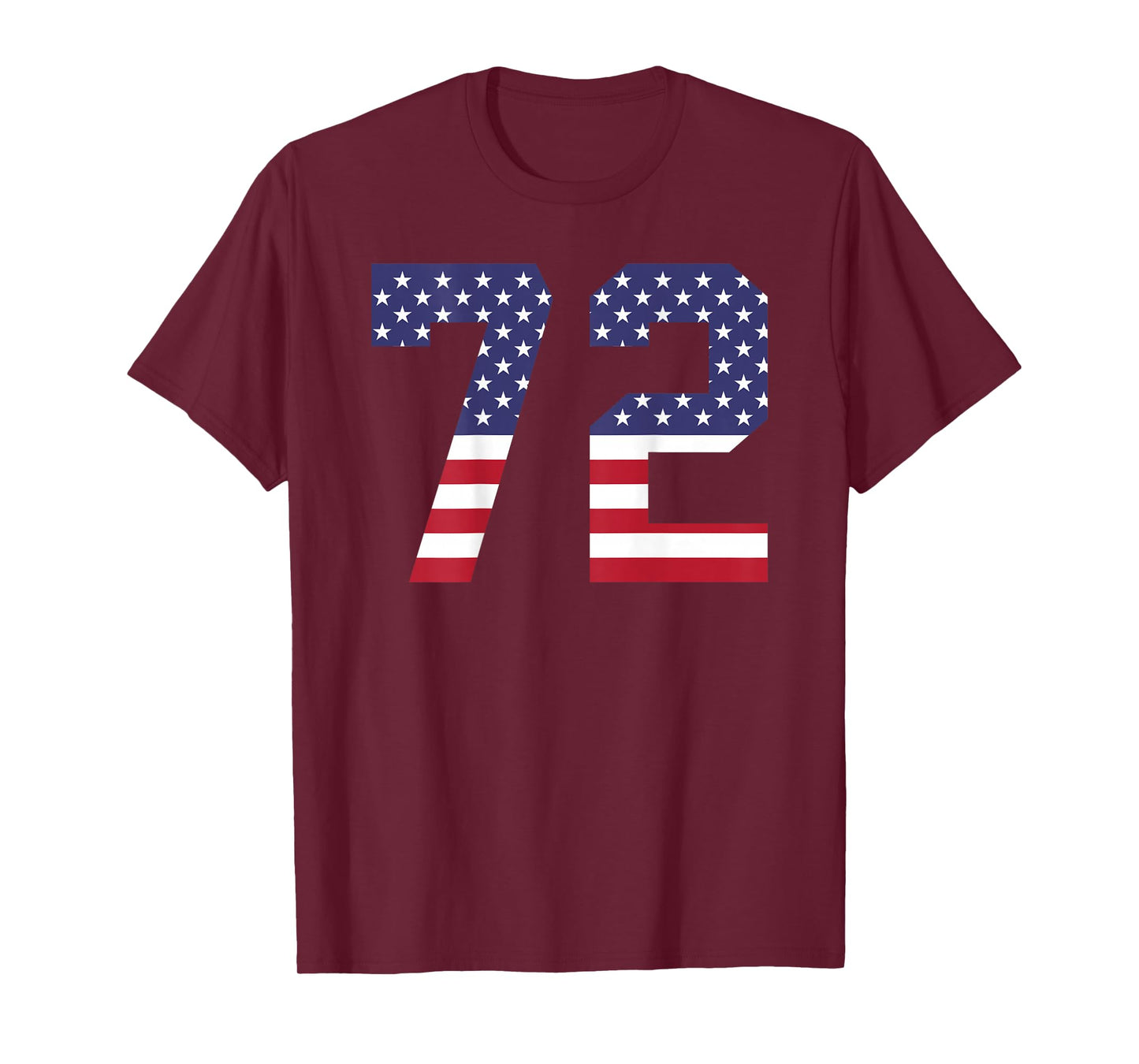 Number 72 BACKSIDE American Flag - Patriotic Jersey Numbered T-Shirt