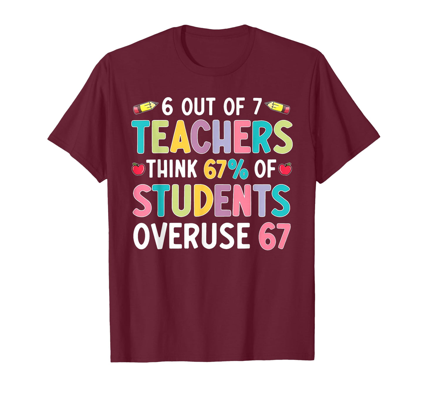 6 Out of 7 Teachers Think 67% of Students Overuse 67 Meme T-Shirt