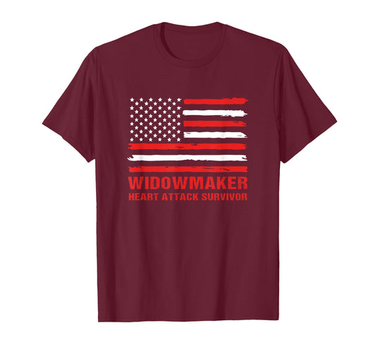 4th Of July US Flag Widow Maker Heart Attack Survivor T-Shirt