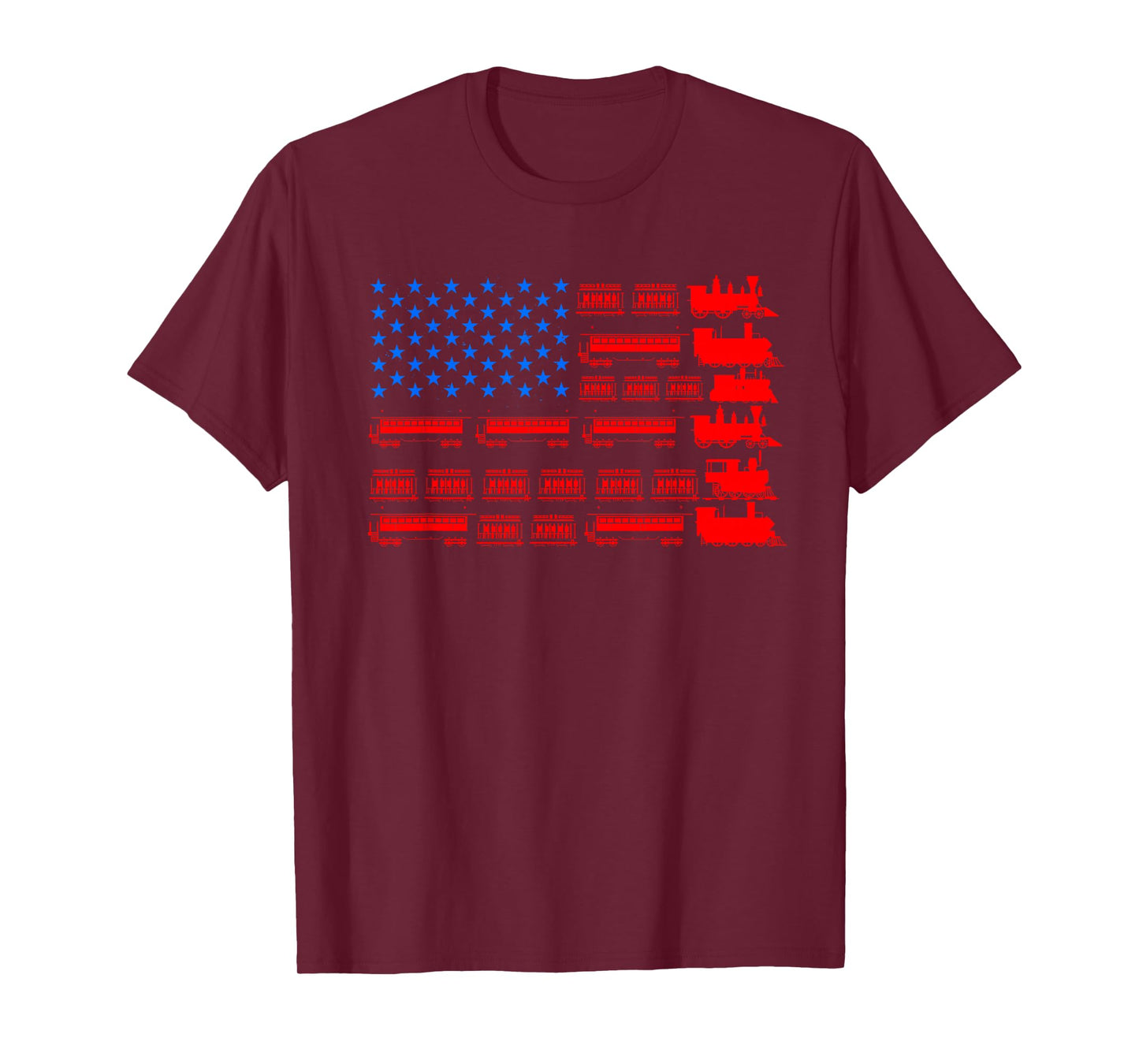 Great Train Lover Design Model Trains United States Flag T-Shirt