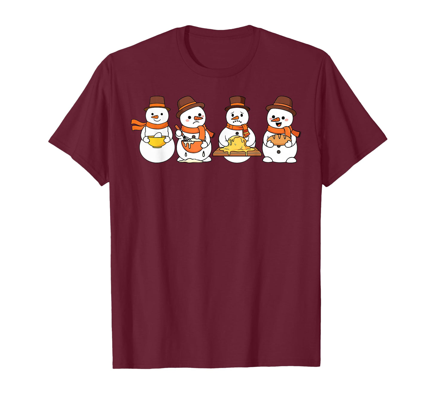 Christmas Snowman Baking Sourdough Bread Chef Baker Funny T-Shirt