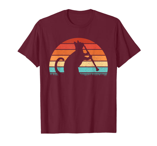 Clarinet Cat Player - Retro Clarinetist Music Lover T-Shirt
