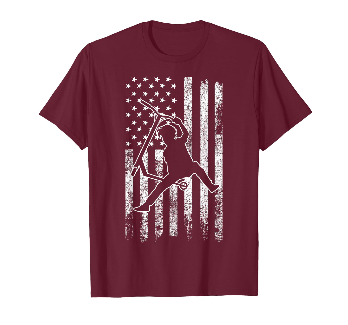 Scooter Stunt US Flag Retro Scooter Boys Kids T-Shirt