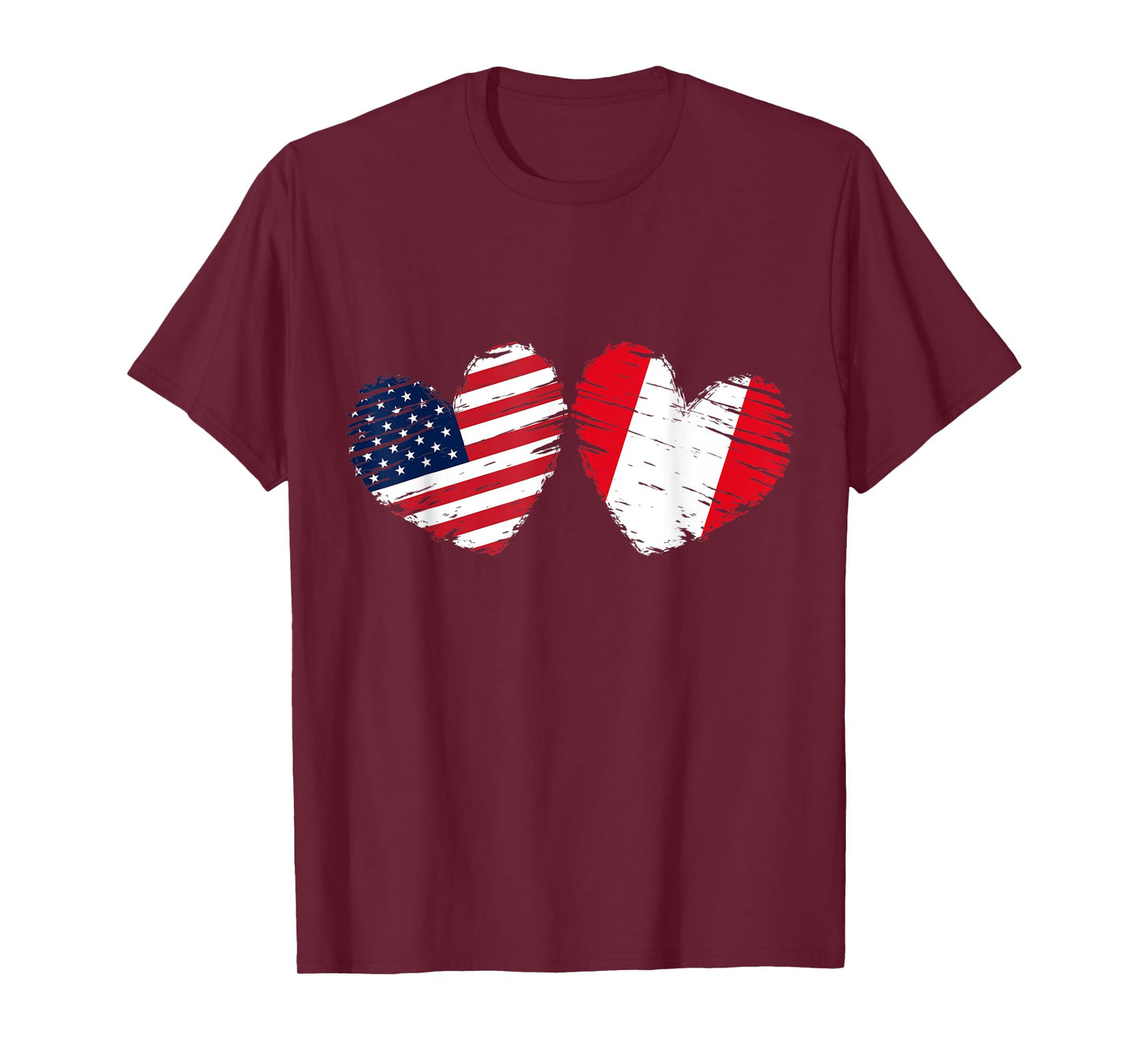 USA Peru Flag Heart Valentines Day Peruvian American T-Shirt