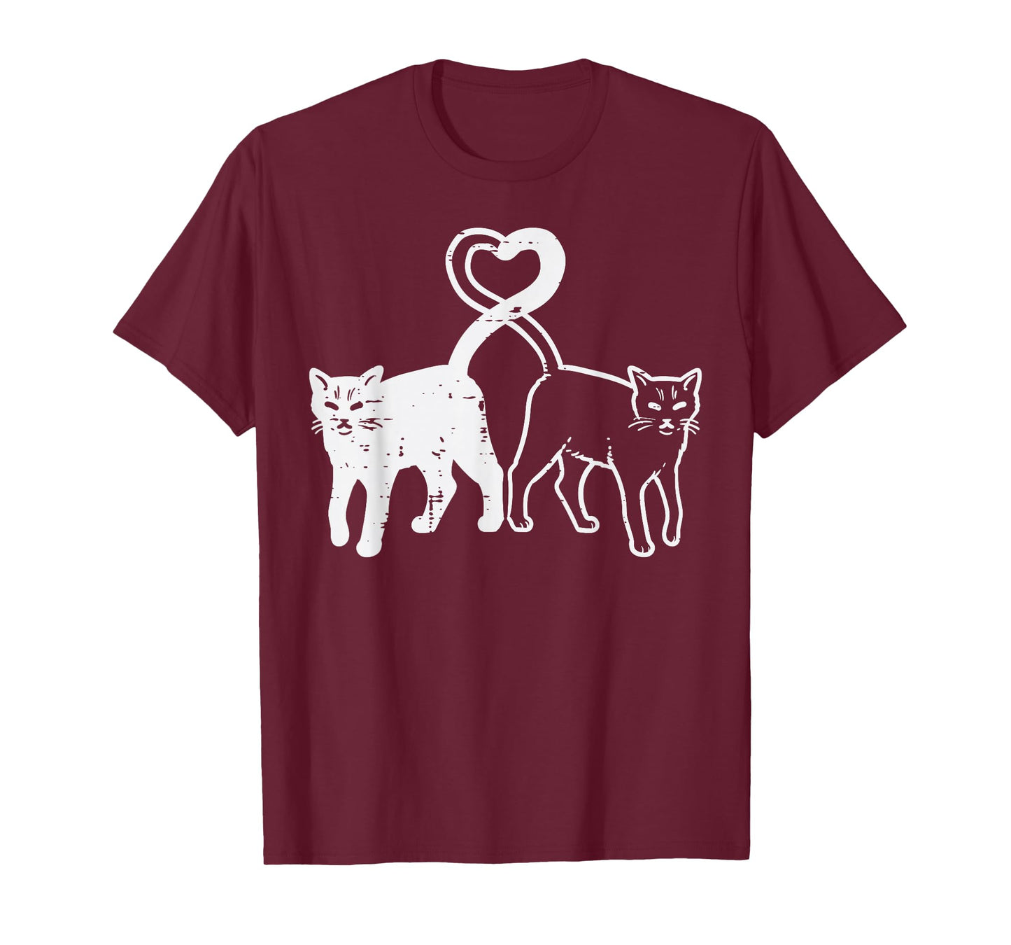 Black and White Cat Heart Tail Cute Kitten Women Girls Kids T-Shirt