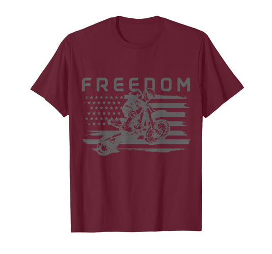 Motocross Freedom American Flag MX Patriotic Dirt Bike T-Shirt