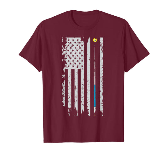 American Flag Billiard Pool Player Men Women Gift T-Shirt