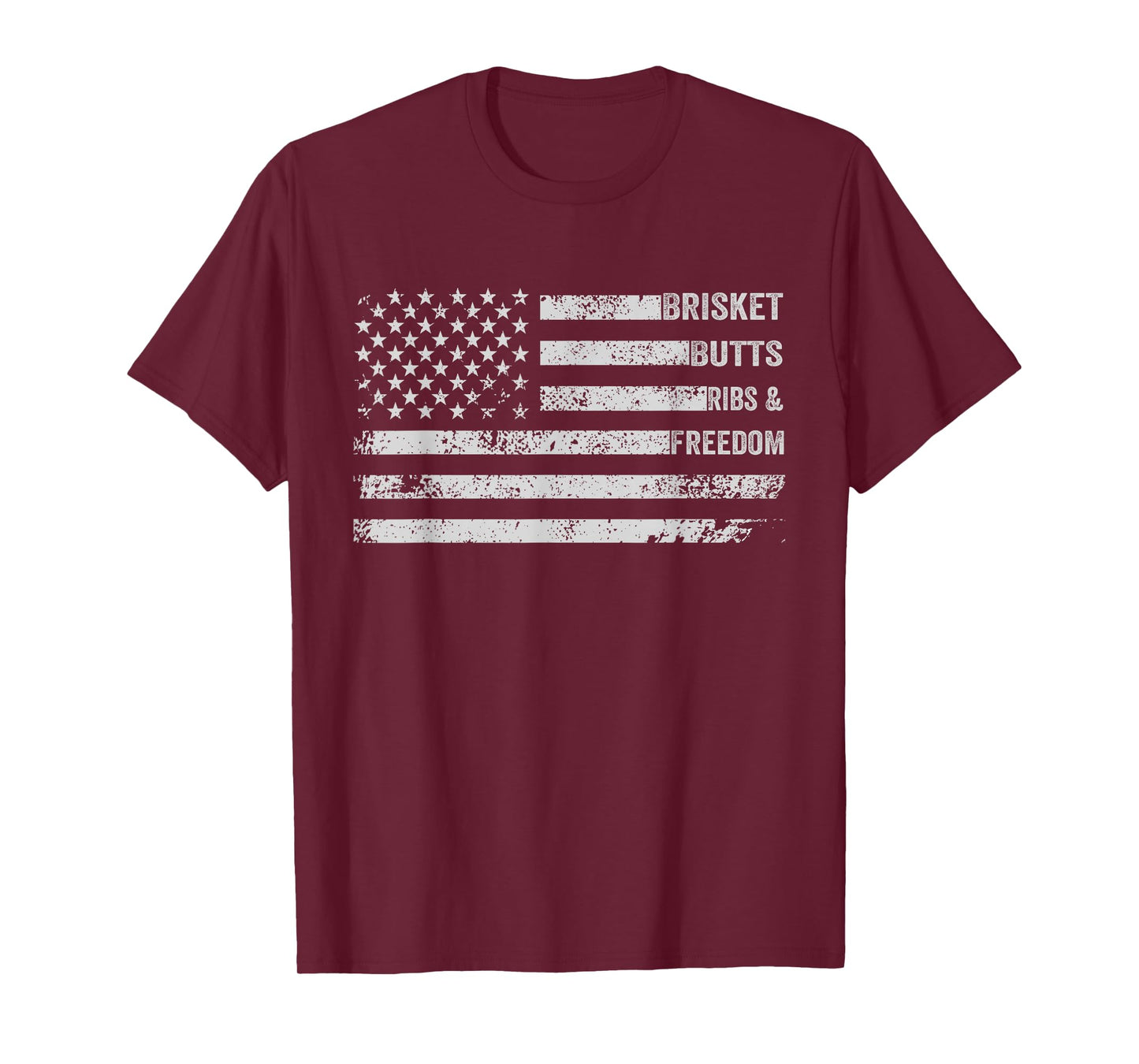 Brisket Butts Ribs and Freedom BBQ American Flag T-Shirt