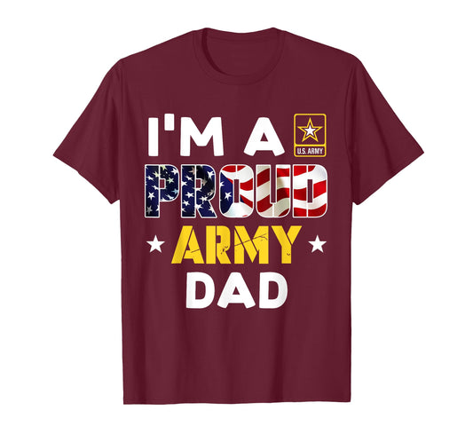 I'm a Proud Army DAD USA American Flag Dog Tag Family Women Men T-Shirt