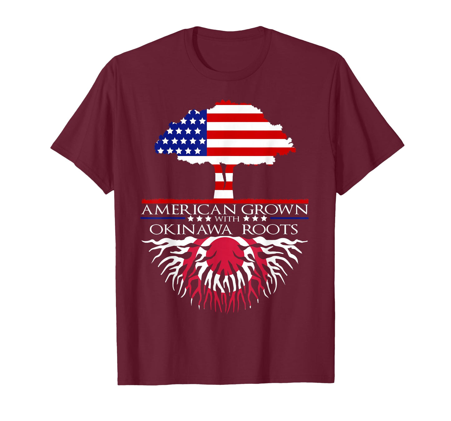 Okinawa Roots Japanese American Flag T-Shirt