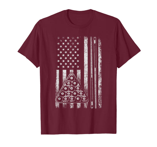 Billiard Game - USA American Flag Pool Player Sports Lover T-Shirt