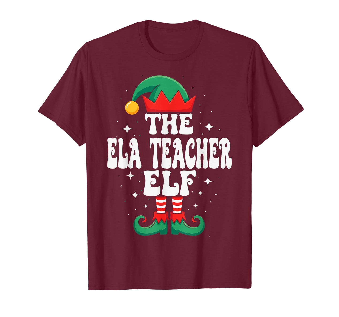 The ELA Teacher Elf Funny Christmas Matching Family Group T-Shirt