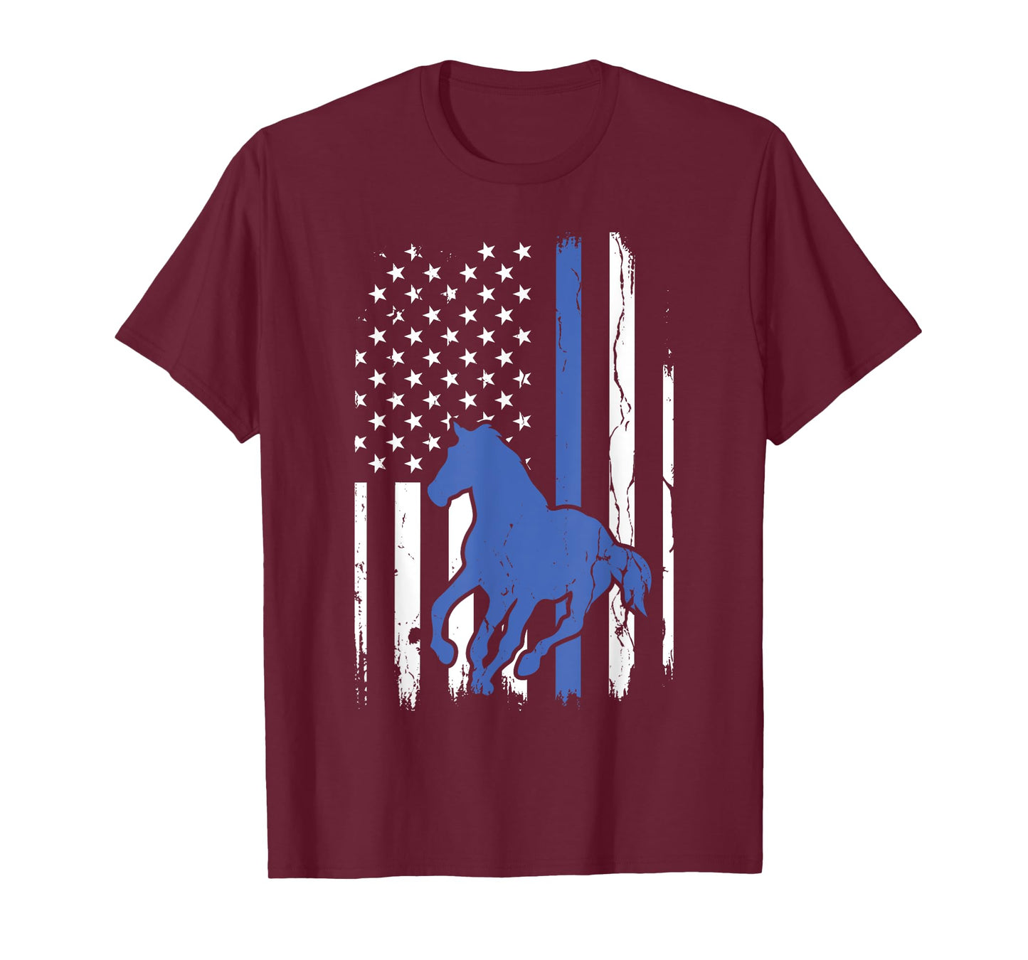 Vintage Patriotic Police Horse Thin Blue Line Mounted Patrol T-Shirt