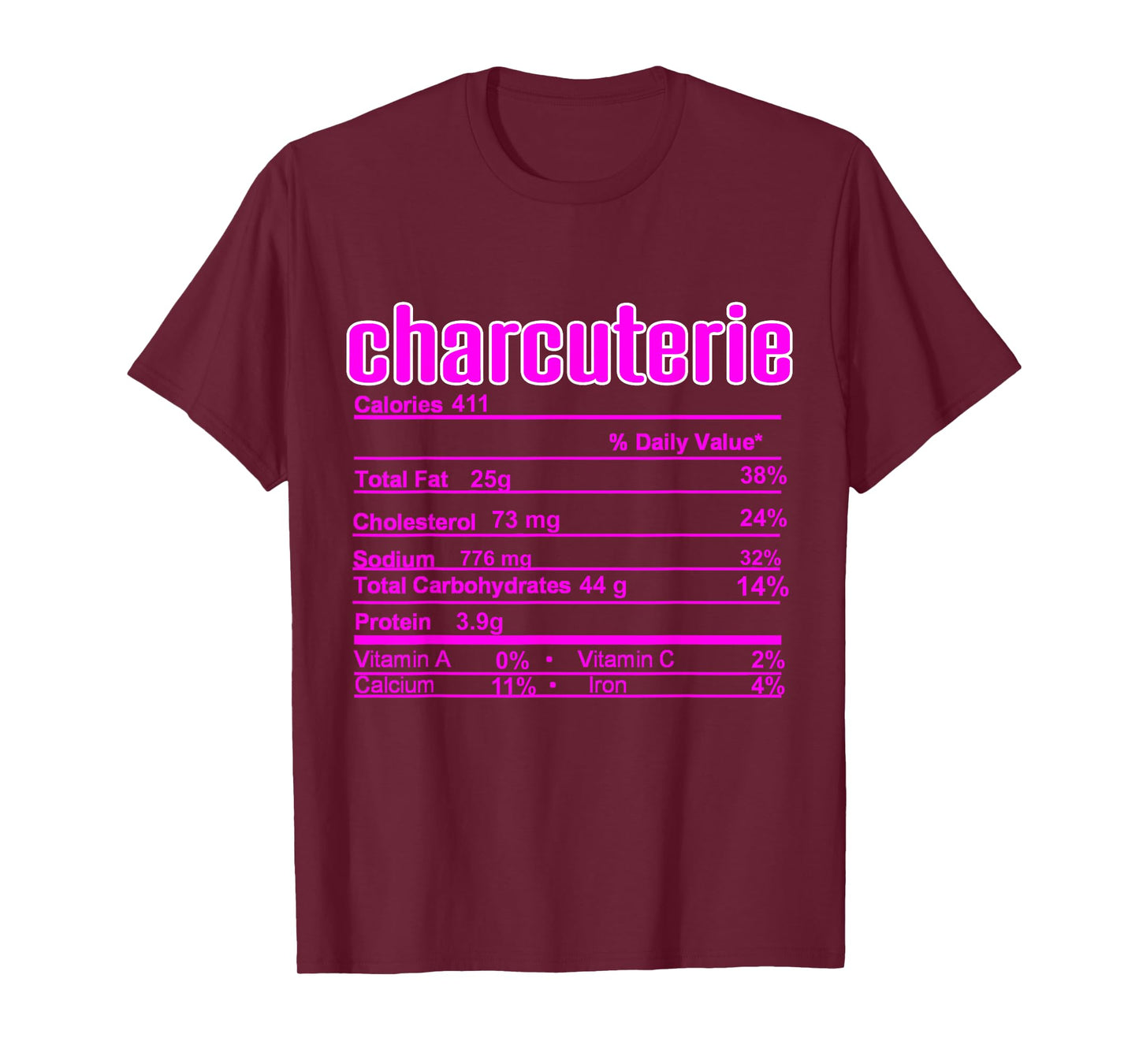 Thanksgiving Christmas Charcuterie Nutrition Fact T-Shirt