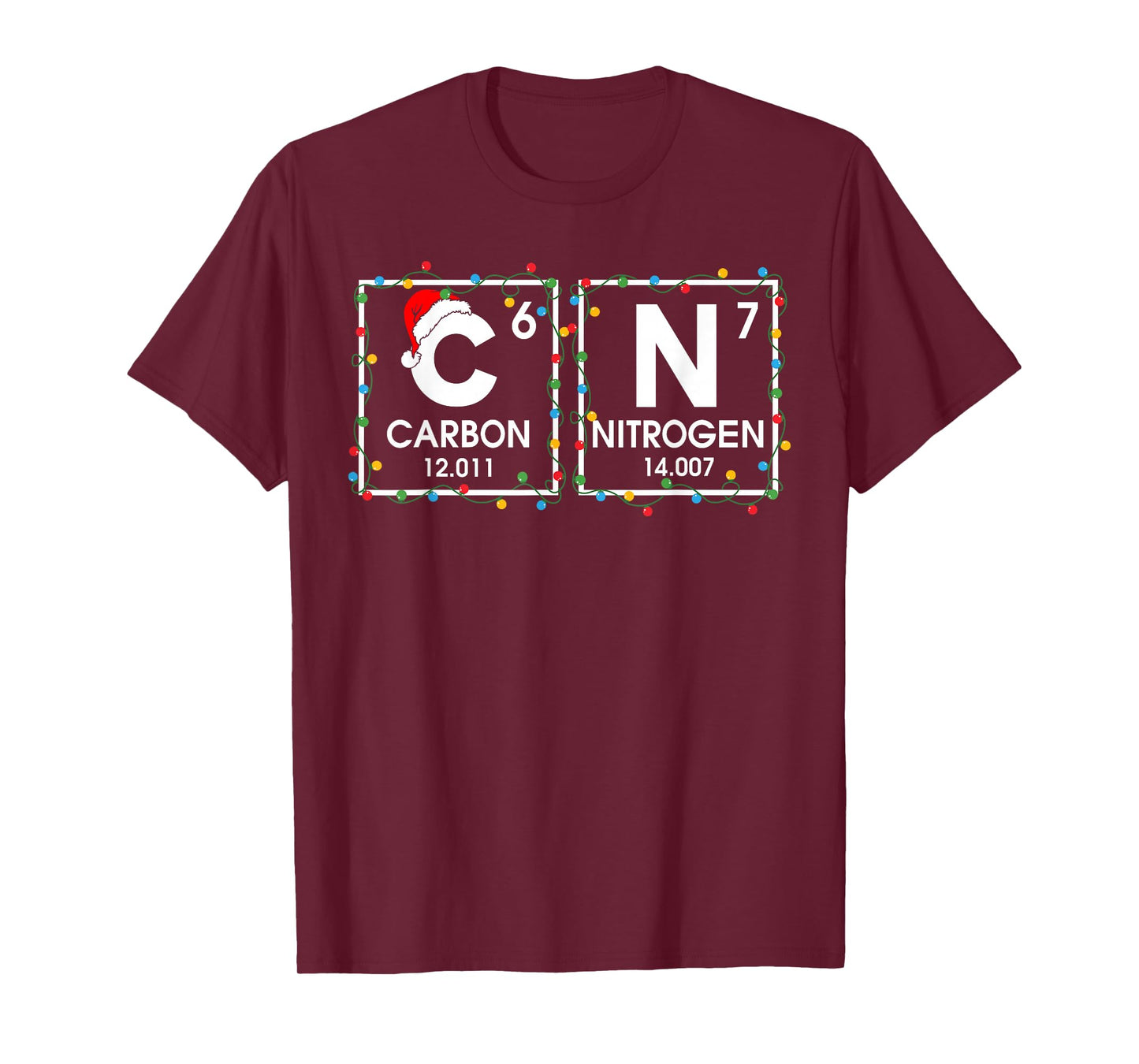 Six Seven Christmas Carbon Nitrogen 67 Funny Science Teacher T-Shirt