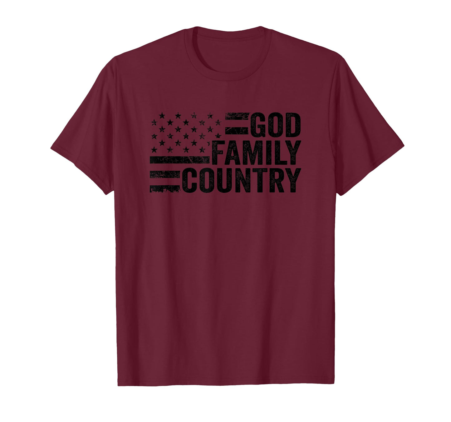God Family Country - USA Patriotic Christian American Flag T-Shirt