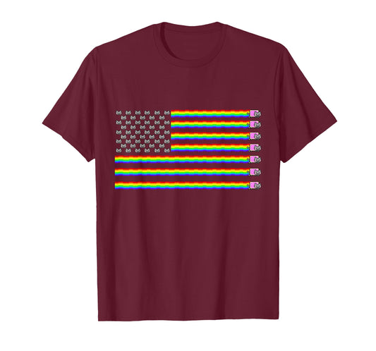 Rainbow Poptart Cat American Flag Shirt T-Shirt