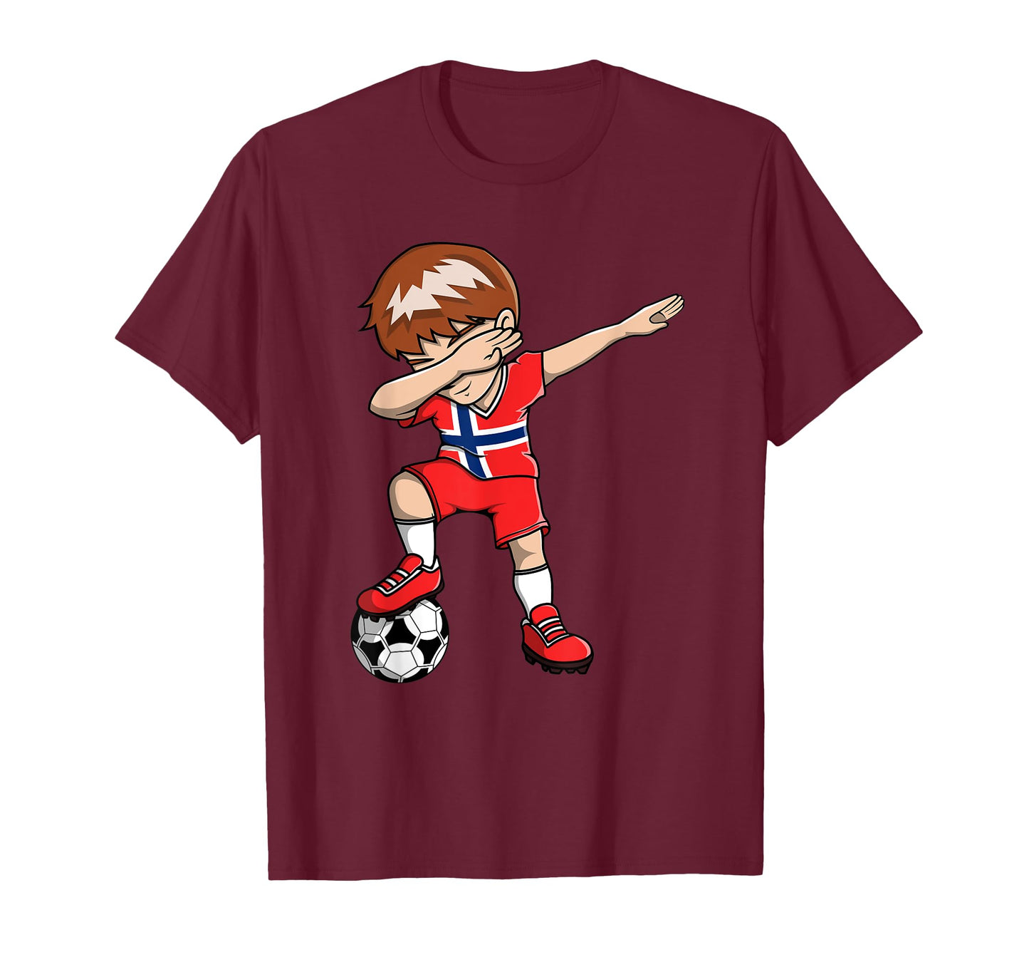 Dabbing Soccer Boy - Norway Jersey Norwegian Football Fan T-Shirt