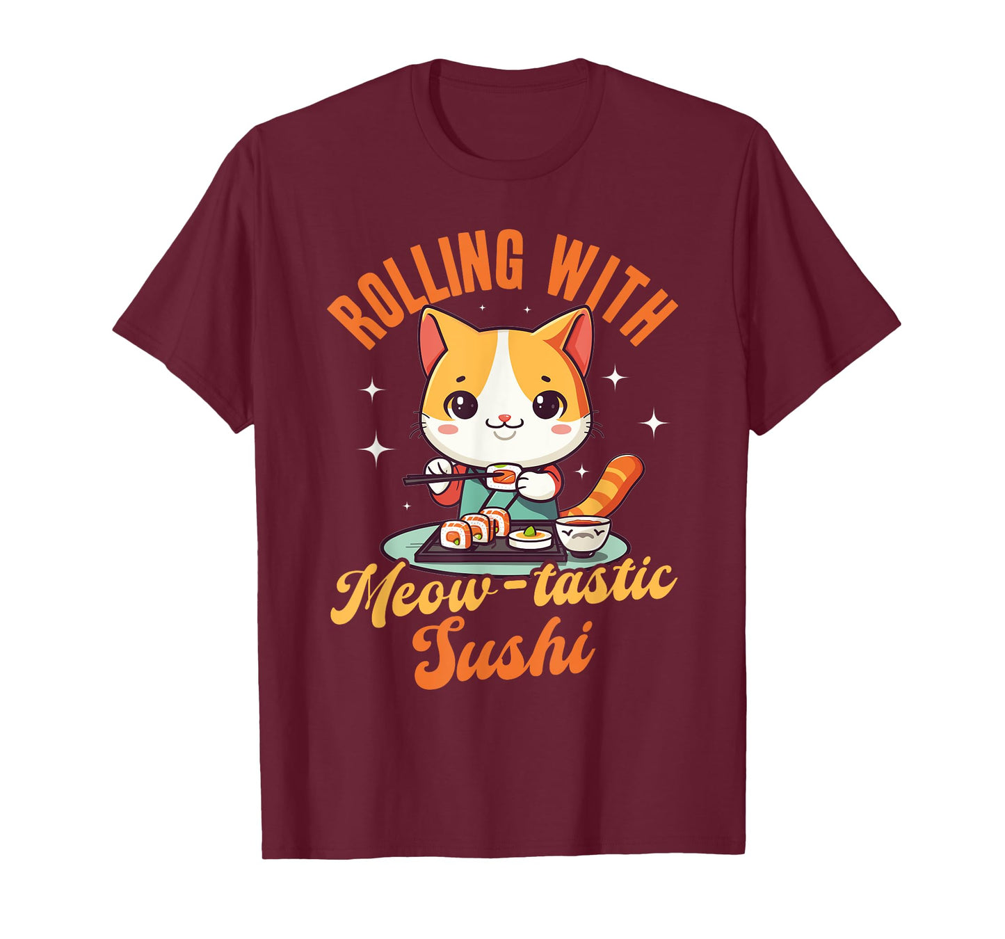Sushi Roll Cat Neko Japanese Food Anime Kawaii T-Shirt for Men Women Kids