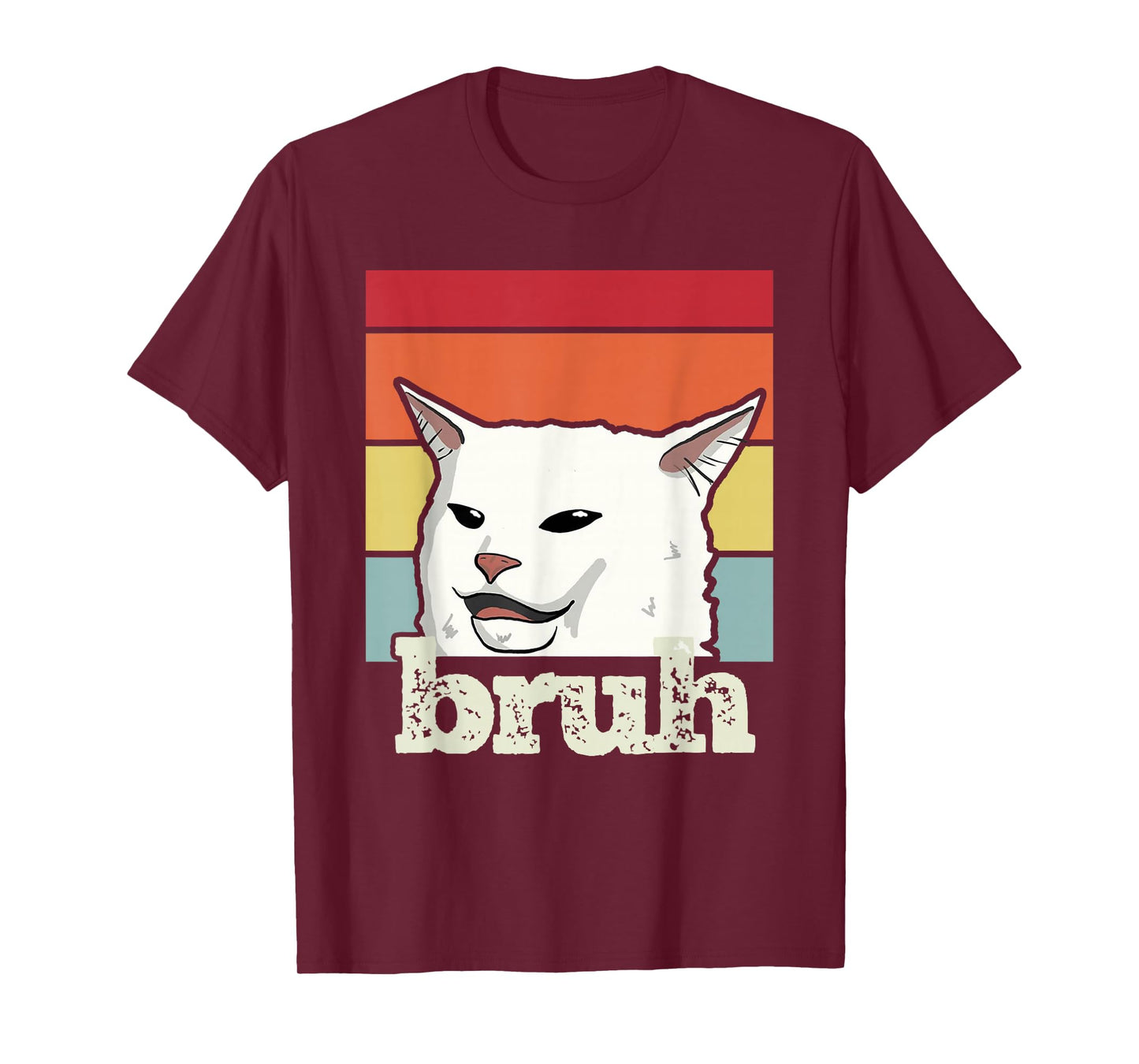 Funny Meme Saying Bruh with Cat Greetings Teens Boys Men T-Shirt
