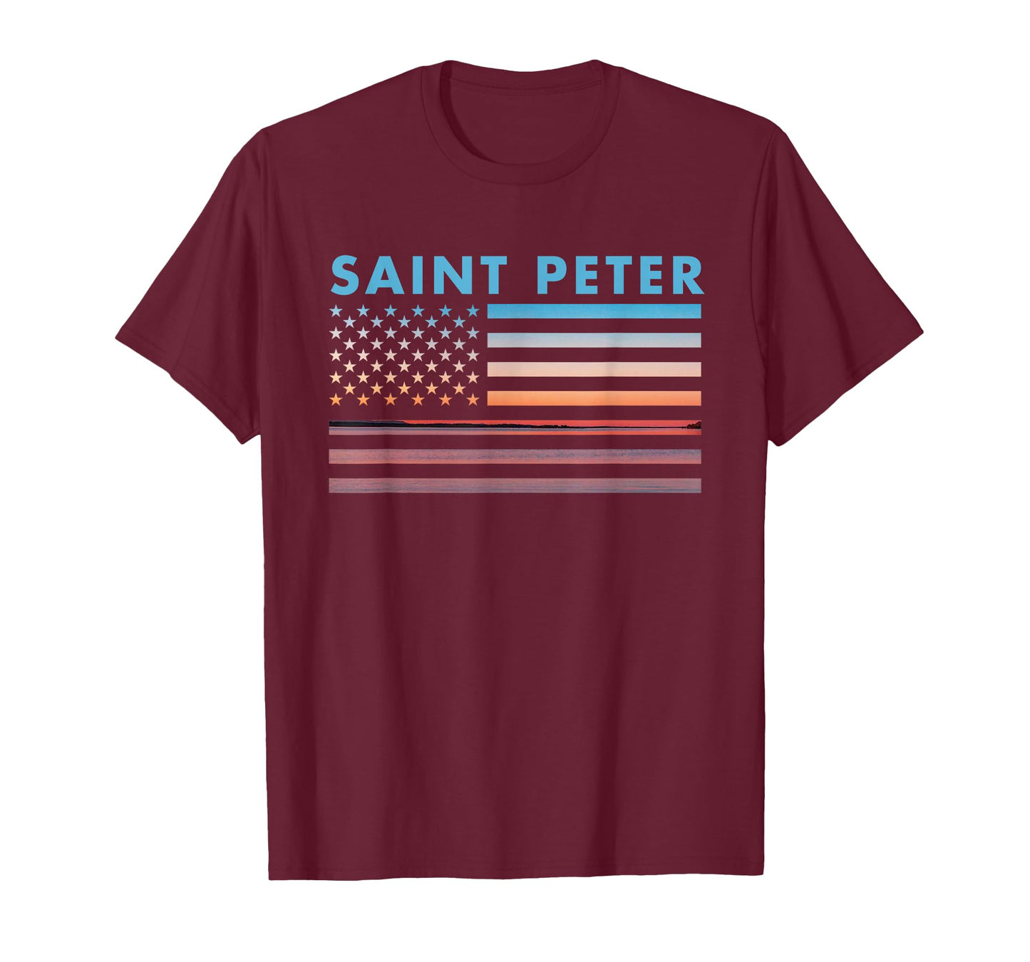 Vintage Sunset American Flag Saint Peter, Indiana T-Shirt
