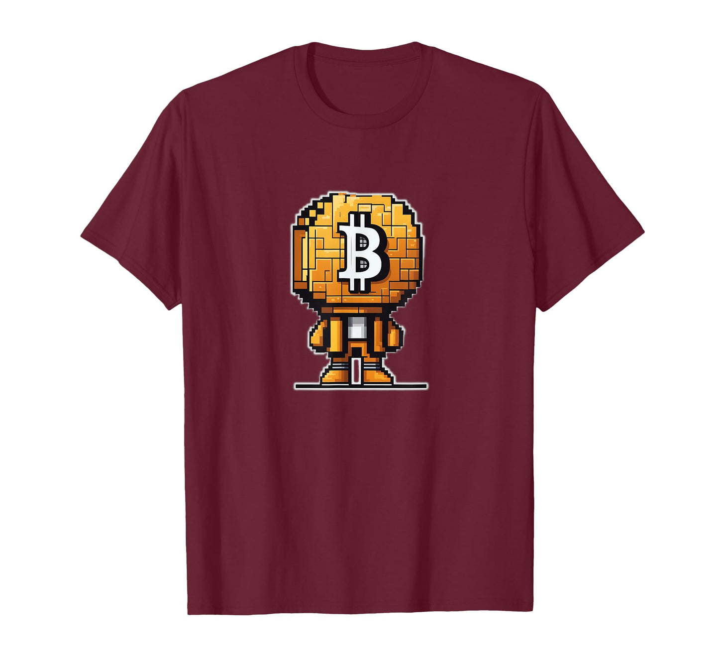 Pixelated bitcoin-head character cryptocurrency bitcoiner T-Shirt