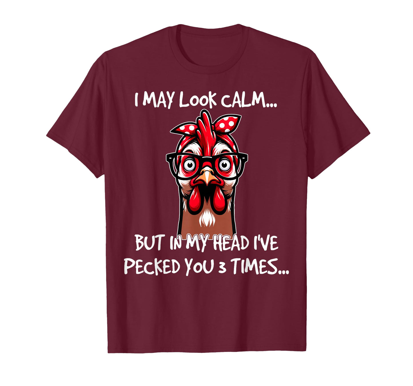 Chicken With Bandana Headband Glasses Funny For Women Girls T-Shirt