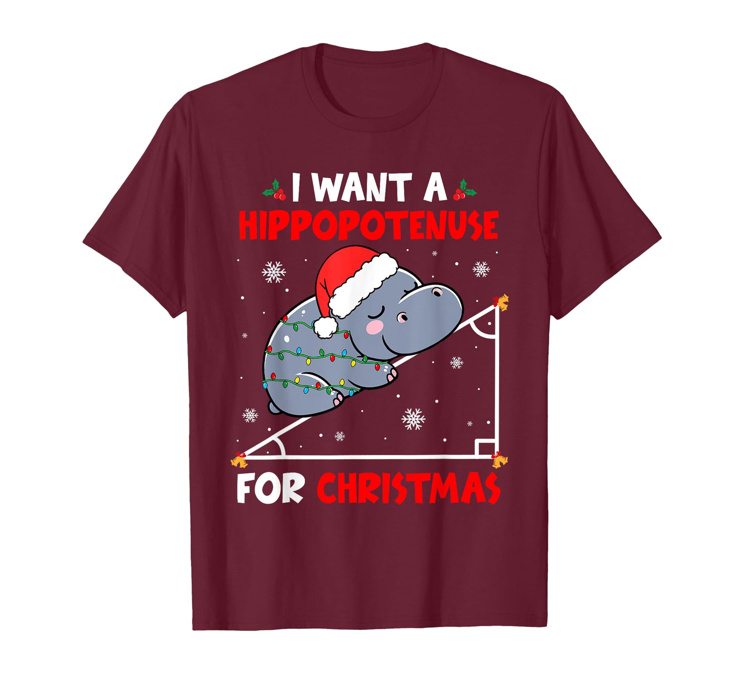 A Hippopotamus For Xmas Hypotenuse Math Teacher Students T-Shirt