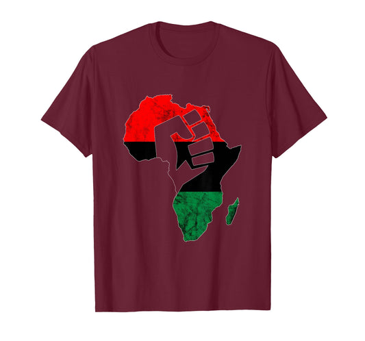 Pan African UNIA Flag Power Fist Afro-American Black History T-Shirt