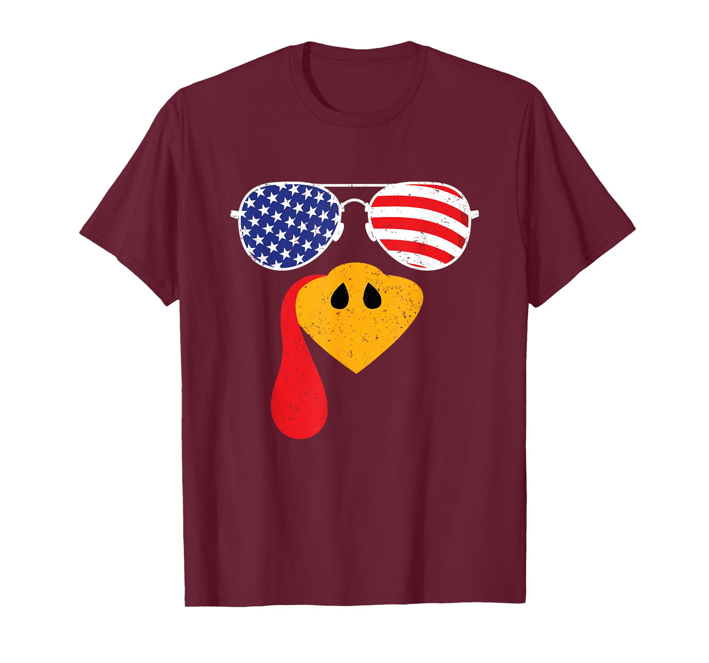 Turkey Face Flag Sunglasses Thanksgiving Family Outfits T-Shirt