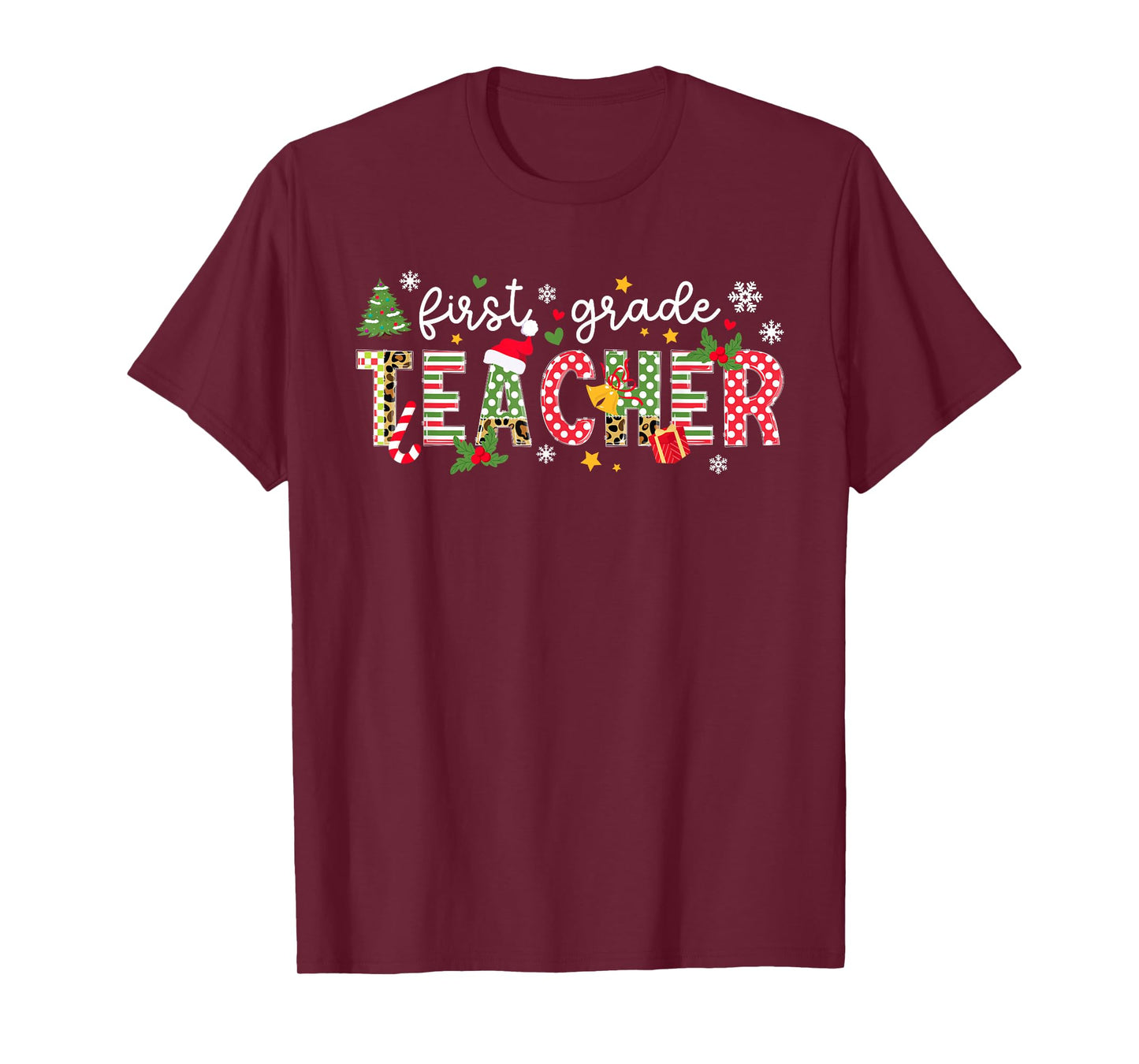 Christmas 1st Grade Teacher Xmas Party T-Shirt - Black, Small, Unisex-Adults, Short Sleeve, T-Shirt