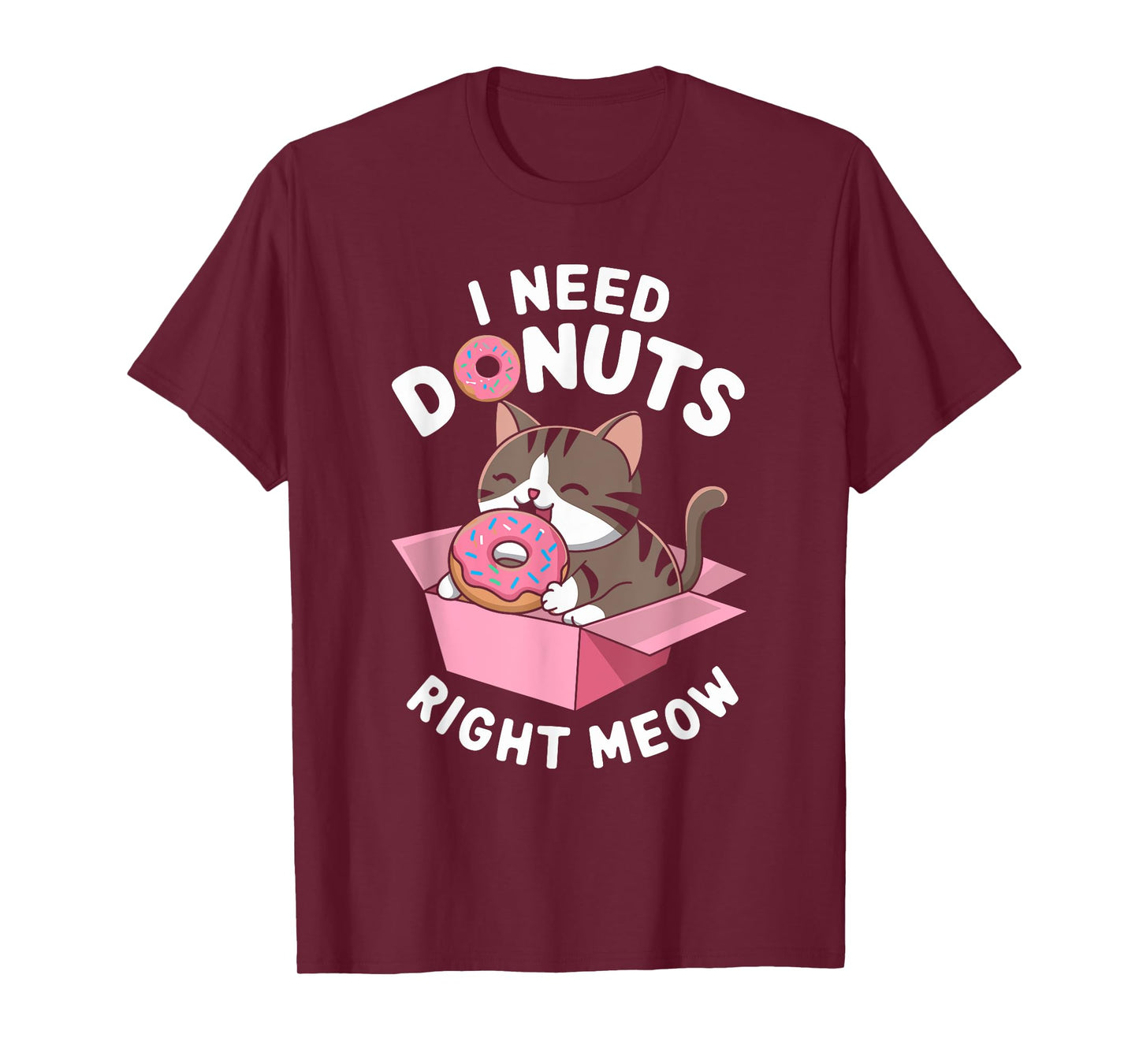 Cute Donut Cat Need Donuts Right Meow T-Shirt for Men Women Kids