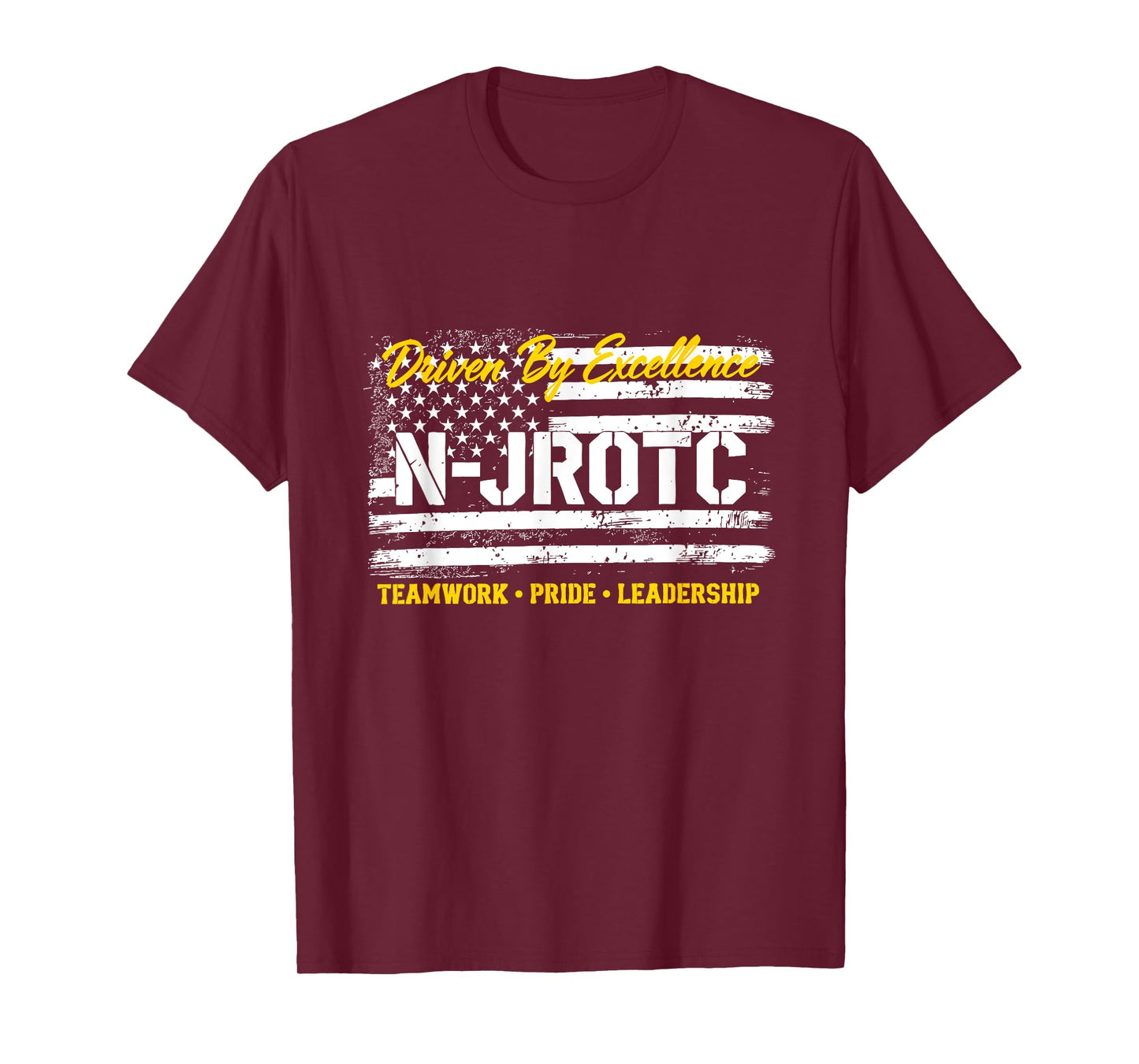 NJROTC Teamwork-Pride-Leadership USA Flag JROTC Naval T-Shirt