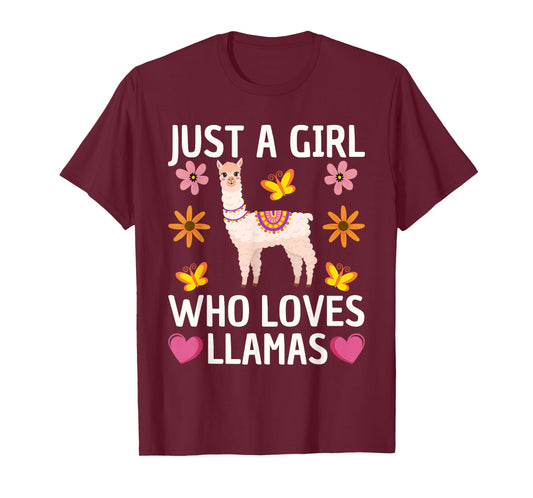 Cute Llama For Women Girls Farming Llama Lovers Alpaca Farm T-Shirt
