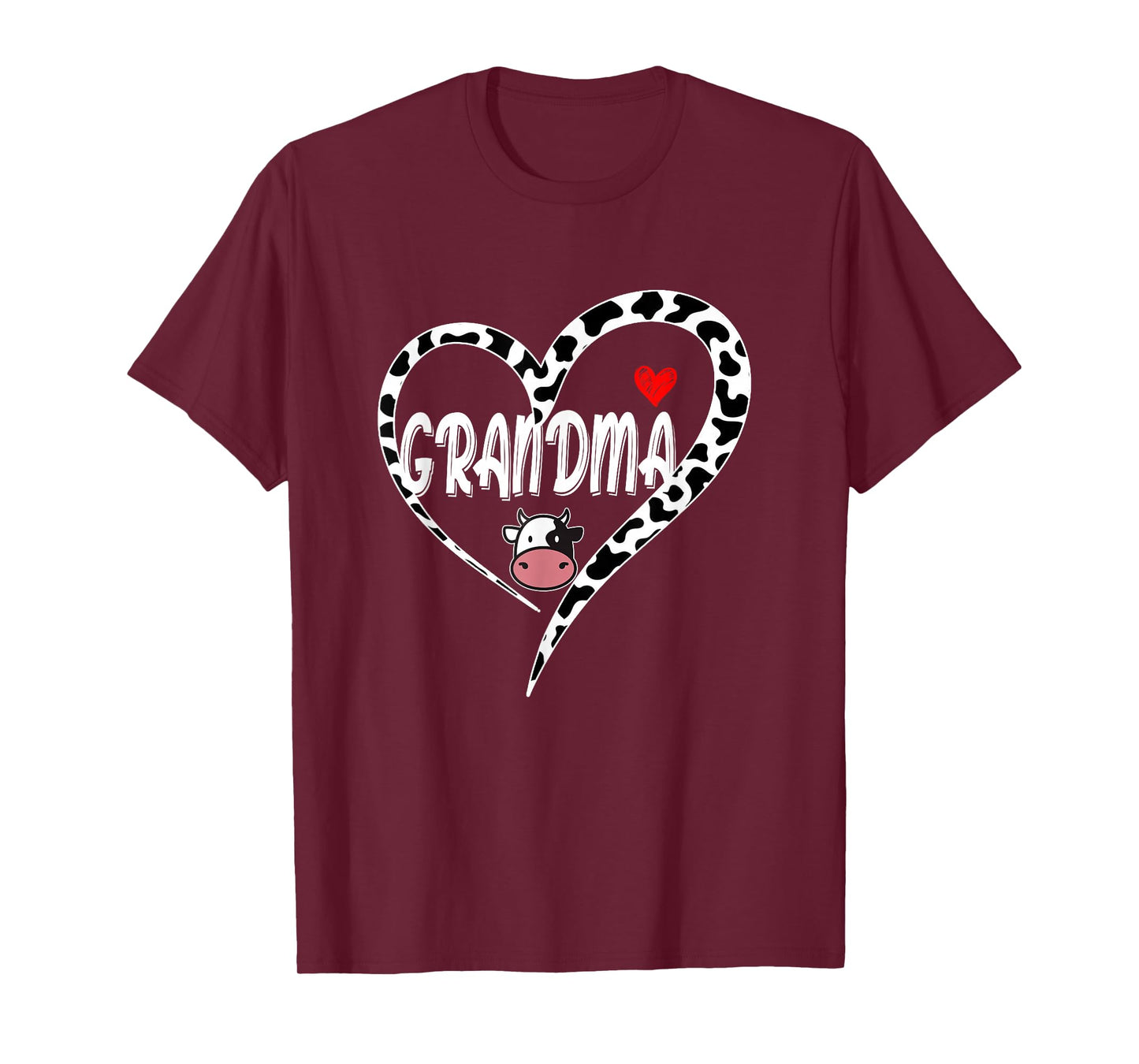Grandma Cow Print Cow Heart Pattern Farmer Cows Mother's Day T-Shirt