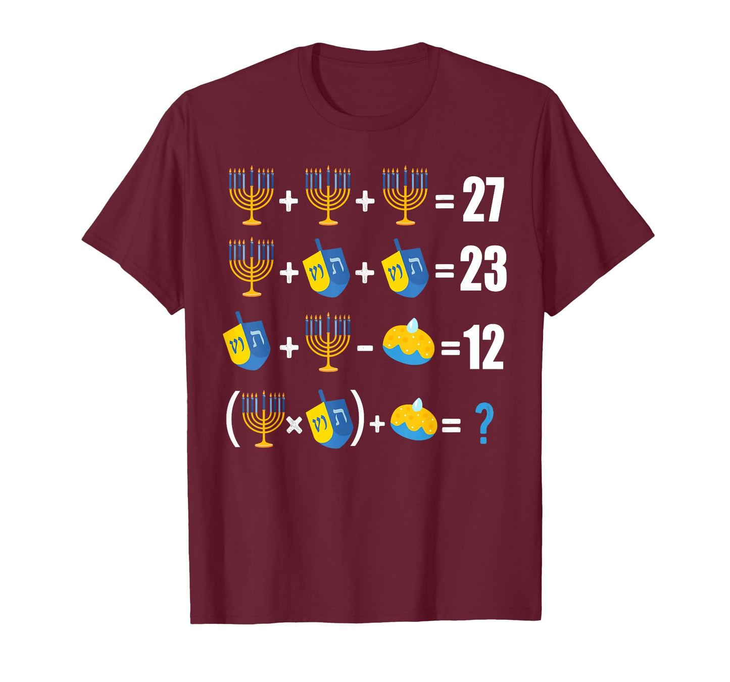 Happy Hanukkah Menorah Dreidel Doughnut Math Teacher 67 Meme T-Shirt