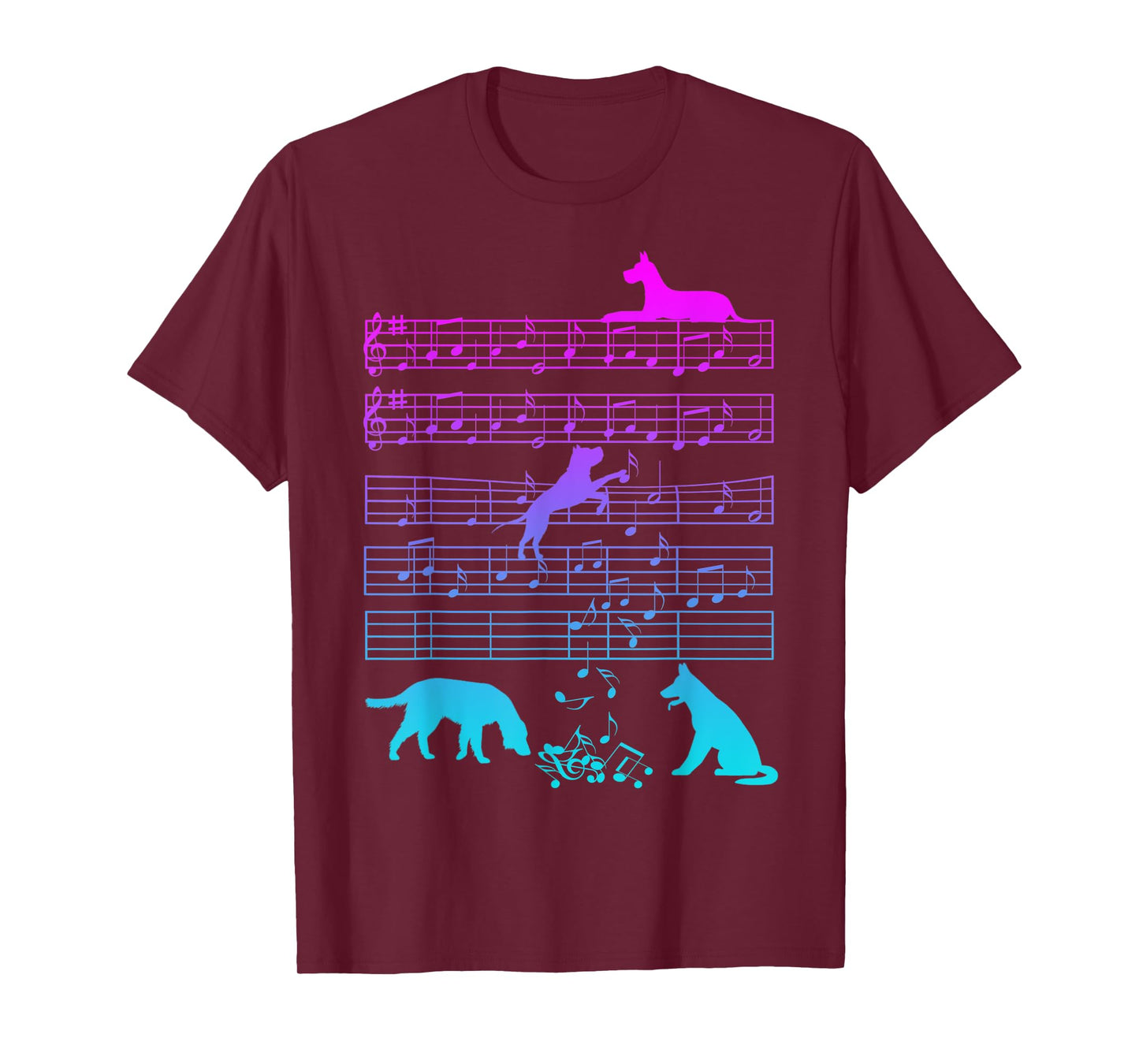 Cute Dog Playing Music Note Clef Musician Arts T-Shirt for Men Women