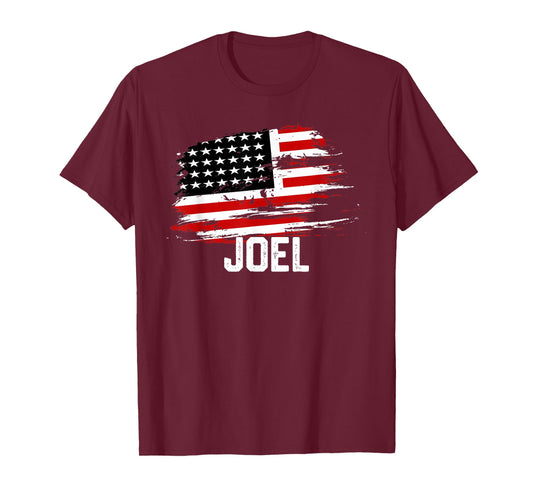 JOEL USA Flag T-Shirt Personalized 4th of July JOEL T-Shirt