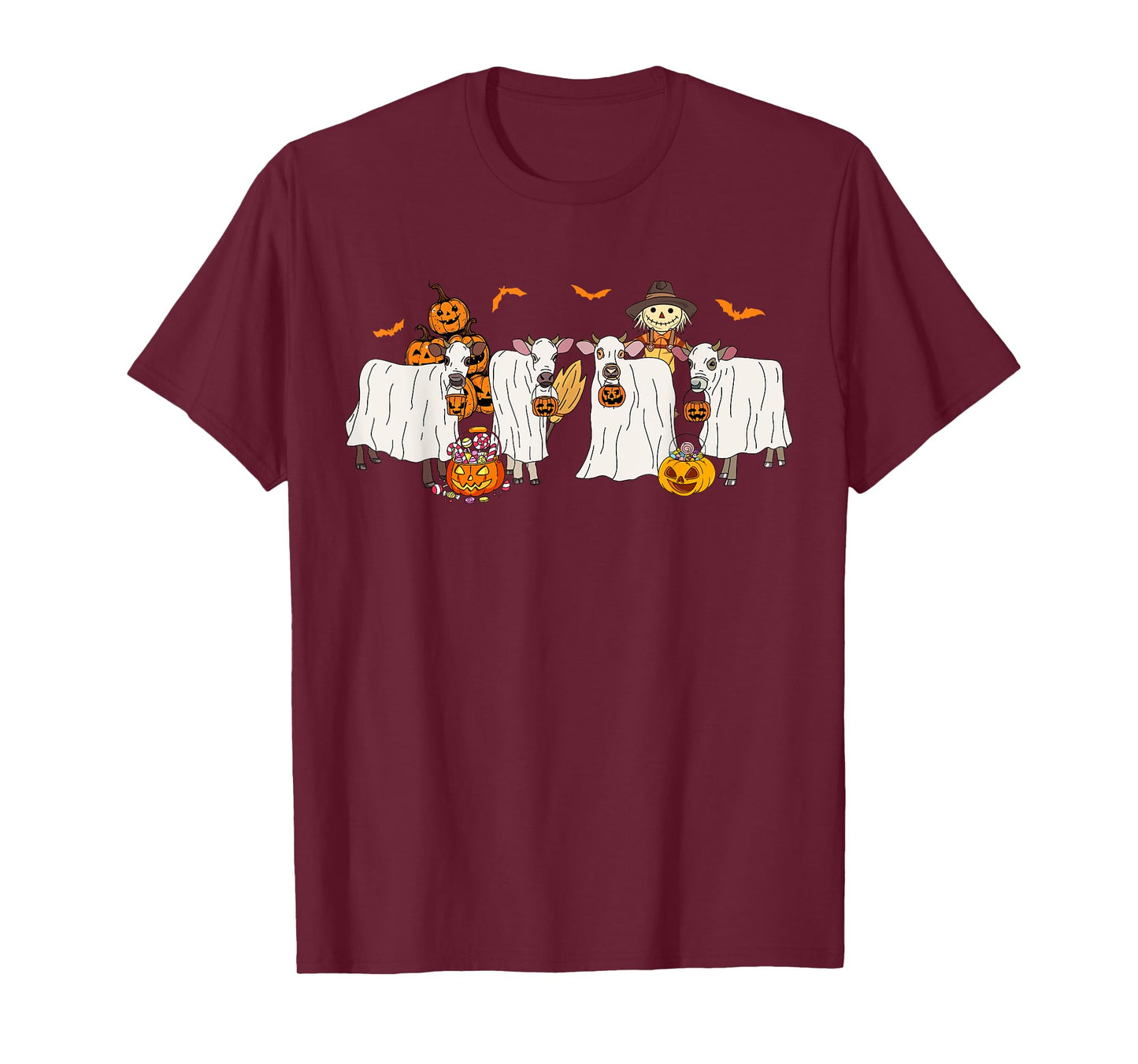 Cow Dressed As Ghost Farm Animal Halloween Costume T-Shirt