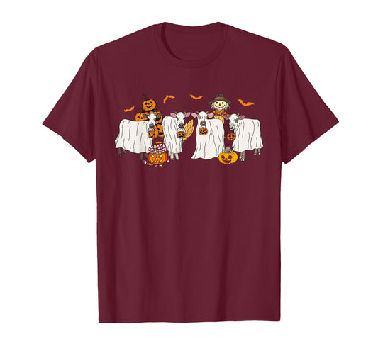 Cow Dressed As Ghost Farm Animal Halloween Costume T-Shirt