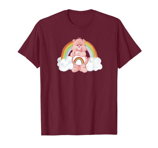 Care Bears Cheer Bear Vintage Watercolor Rainbow Portrait T-Shirt