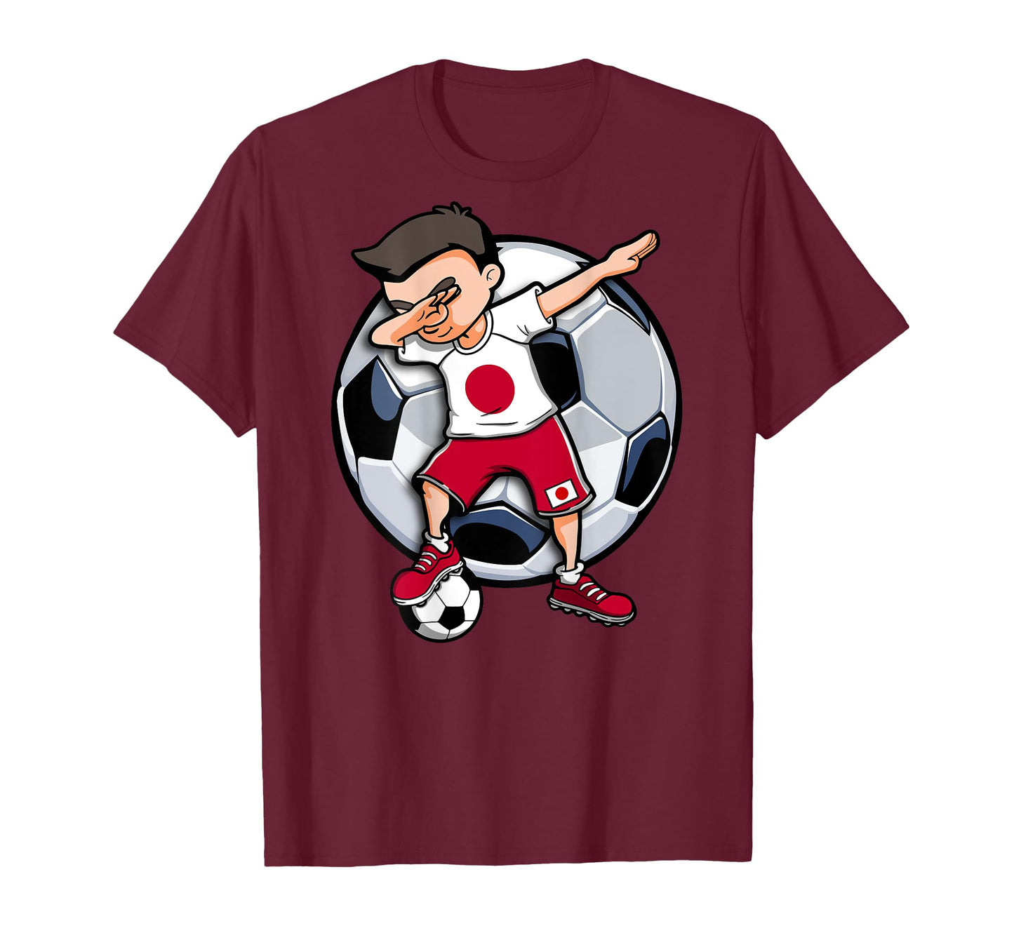 Dabbing Soccer Boy Japan Football Fans Jersey Japanese Flag T-Shirt