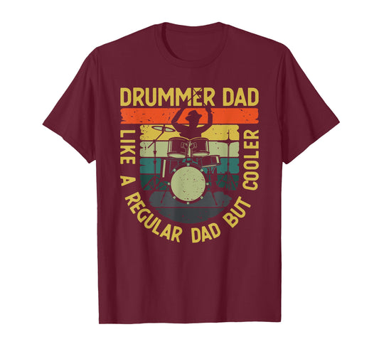 Funny Drummer Art For Dad Men Father Drumming Drum Set Lover T-Shirt