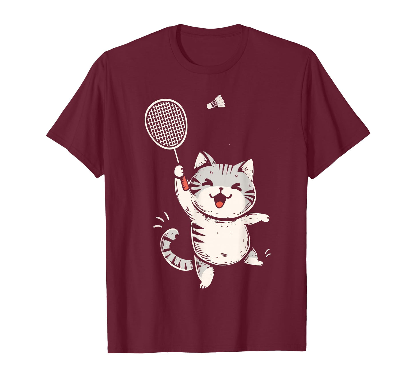 Funny Badminton Cat Cute Kitty Badminton Player Shuttlecock T-Shirt