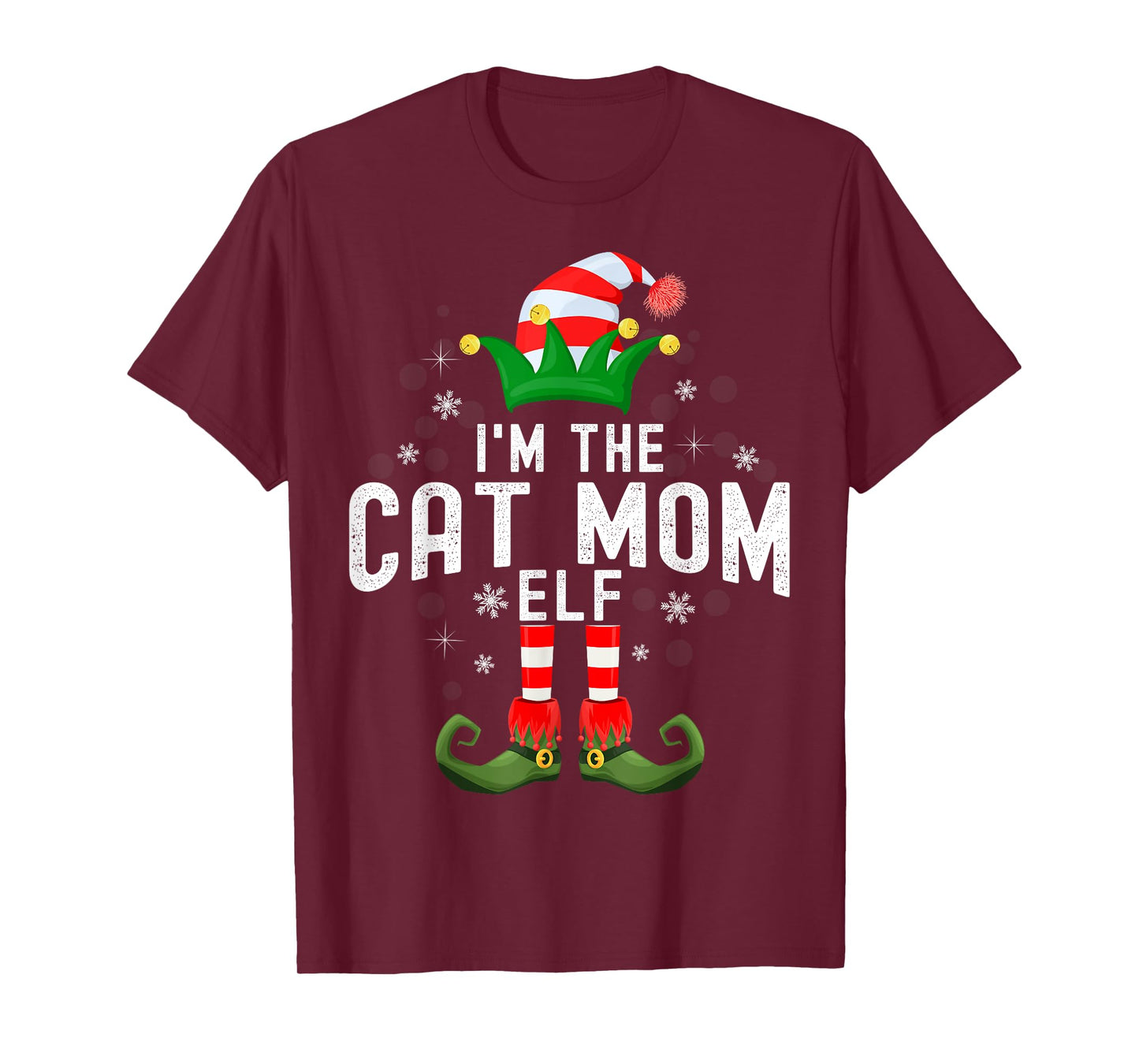 I'm The Cat Mom Elf Christmas Family PJS Costume T-Shirt
