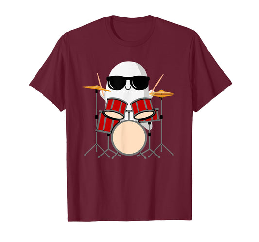 Funny Ghost Drummer - Spooky & Cool Halloween Drum Music T-Shirt