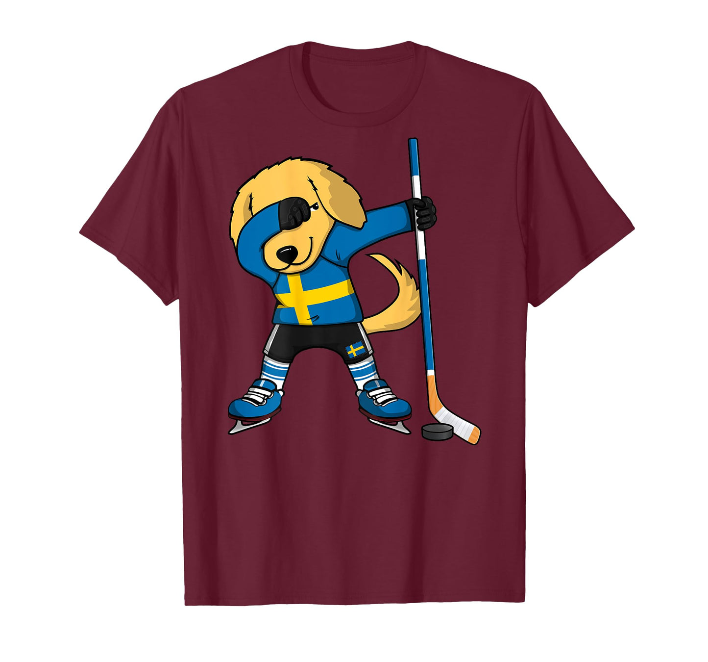 Dabbing Golden Retriever Sweden Ice Hockey Lovers Jersey Art T-Shirt